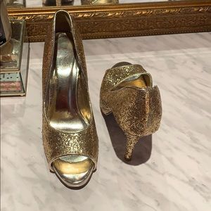 Gold sequin high heels